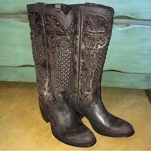 Frye Studded Leather Deborah Deco Tall
Boots NWOB